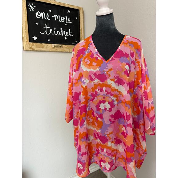 Impeccable Pig Tunic coverup Size Medium- arm holes have no stretch- purple pink - Picture 1 of 9